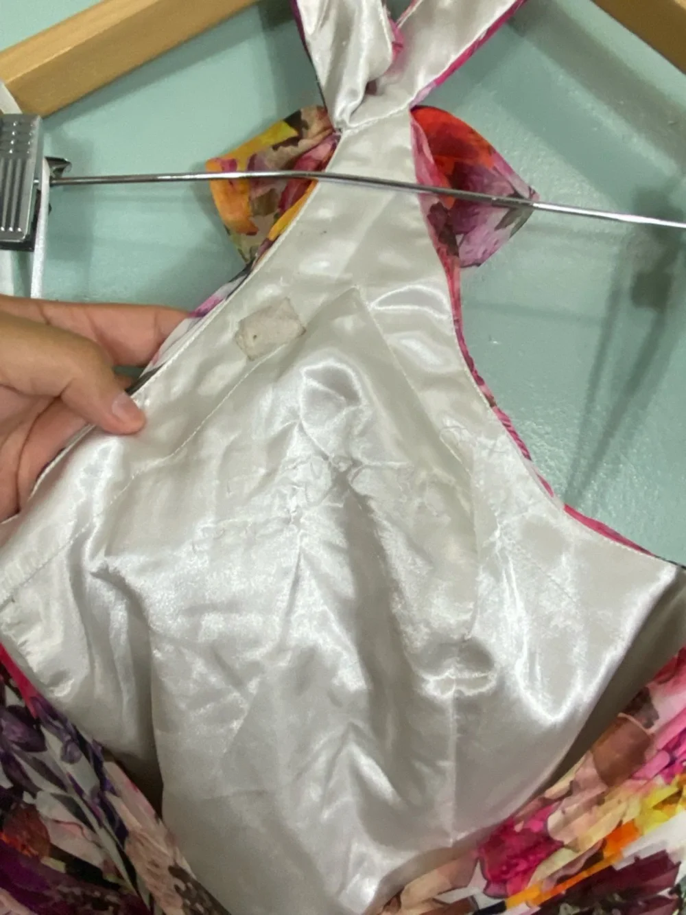 Mac Duggal Asymmetrical Ruffled Halter Gown Floral Maxi Dress Size 4 - Picture 9 of 13